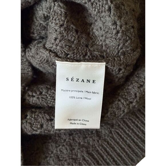Sezane Rob Jumper Wool Sweater size S Green Crewneck Popcorn - Picture 8 of 10